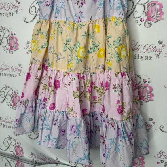 Love shack fancy dress tiered pastel floral ruffle frilly tie up straps cute - Picture 3 of 7